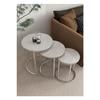 Ceylin 3-seat Nesting Coffee Table Silver Color Metal Leg, White Shatterproof Glass
