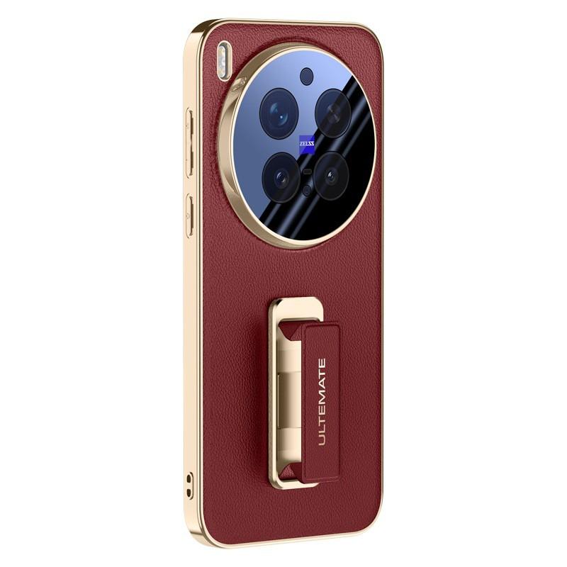 Vivo X300S X300 Ultra Phone Case With Wrist Strap Rotating Stand Anti-Drop Minimalist PU Leather Cover