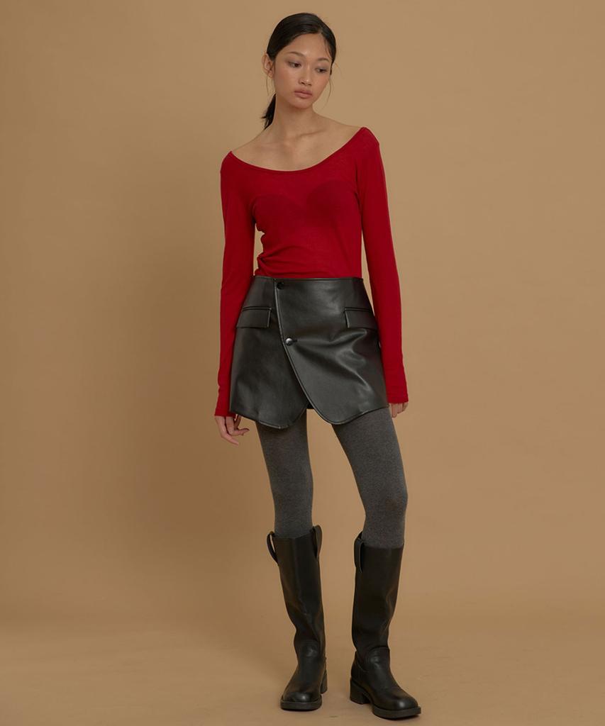Twenty Forty Cat Wrap Mini Leather Skirt