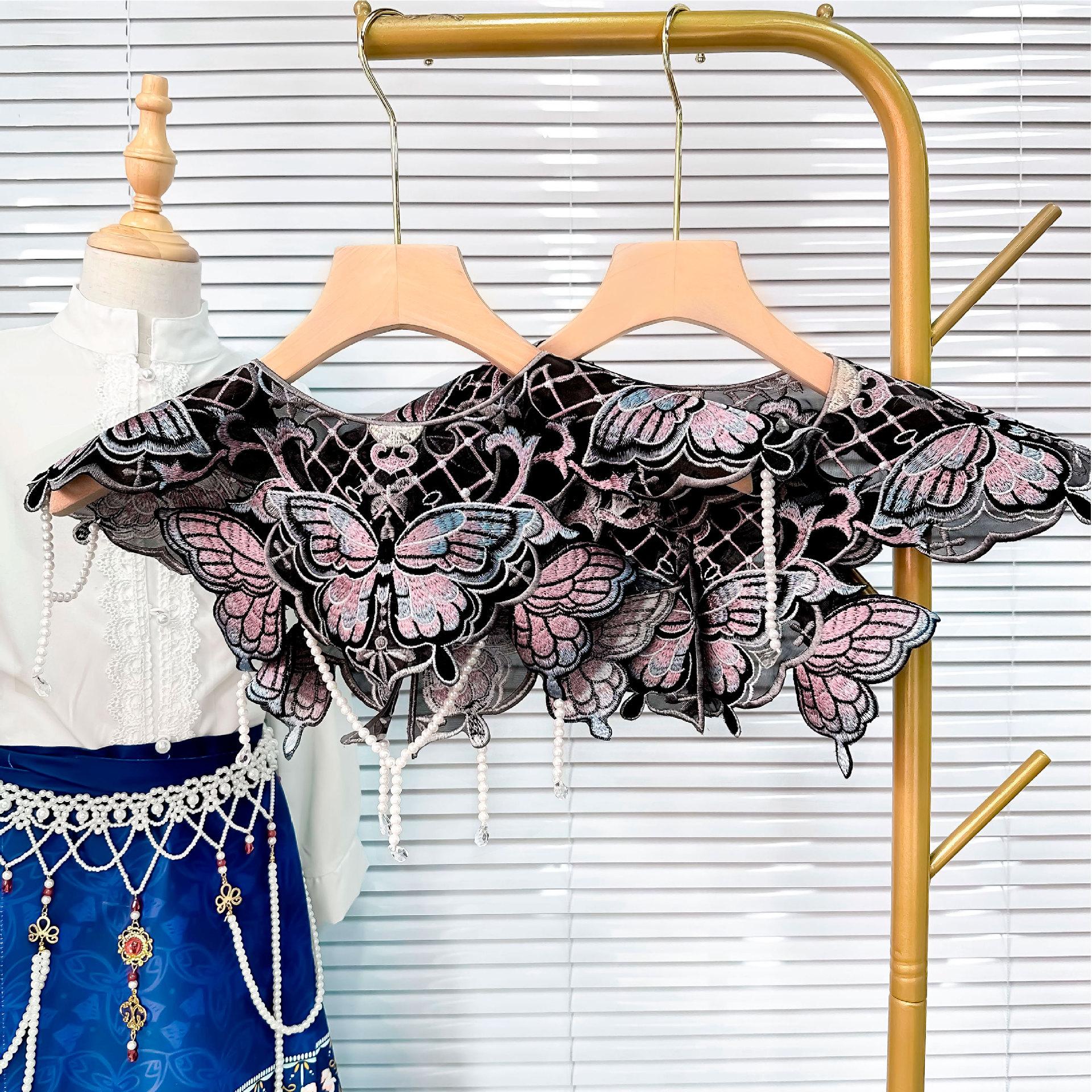 

Фиолетовая вышивка бабочками воротник ханьфу взрослый облачное плечо осень и зима новый китайский стиль в сочетании с юбкой «лошадиное лицо» топ