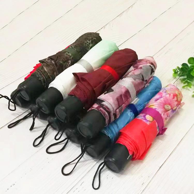 

Зонт с короткой ручкой с принтом, тройной складной зонт, портативный складной мини-зонт, портативный ручной зонт для улицы, подарочный зонт