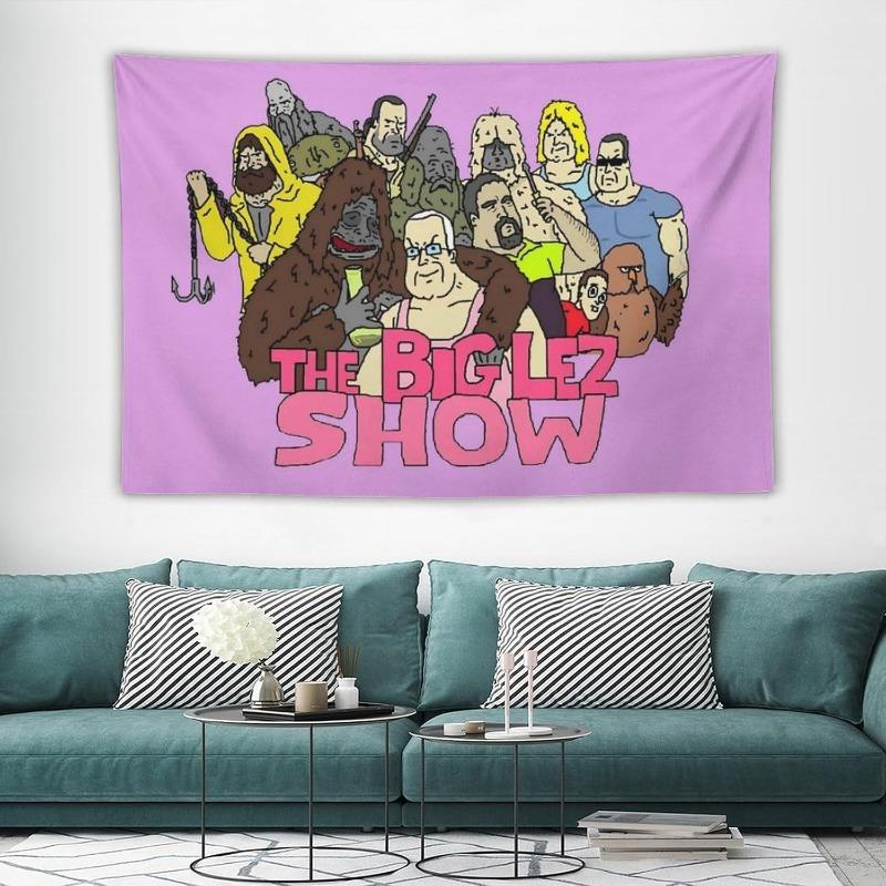 VIKAMA The Big Lez Show Tapestry Absurd Cartoon Design Perfect for Cult Fan Decor Bedroom Wall Styling and Photo Backdrops
