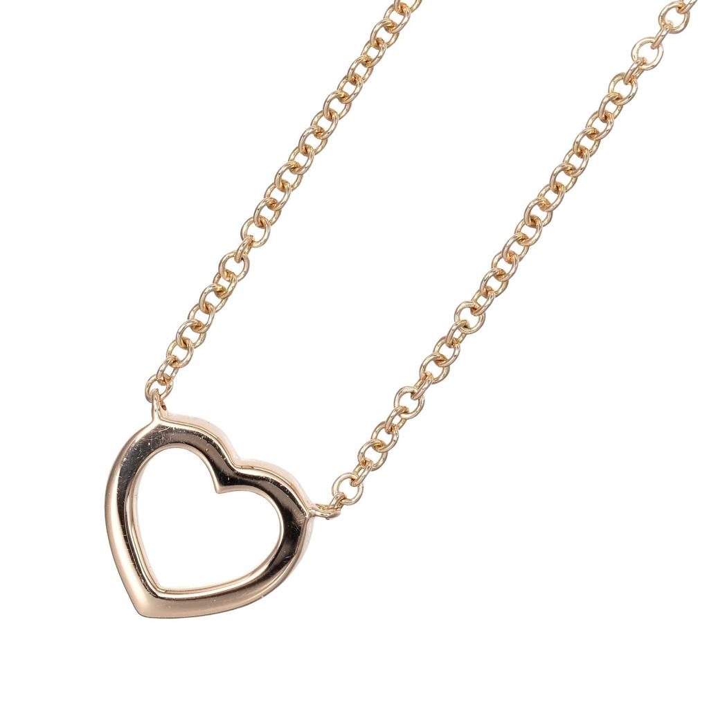 TIFFANY&Co. Metro Heart Necklace K18 Pink Gold/diamond 2g Women Used