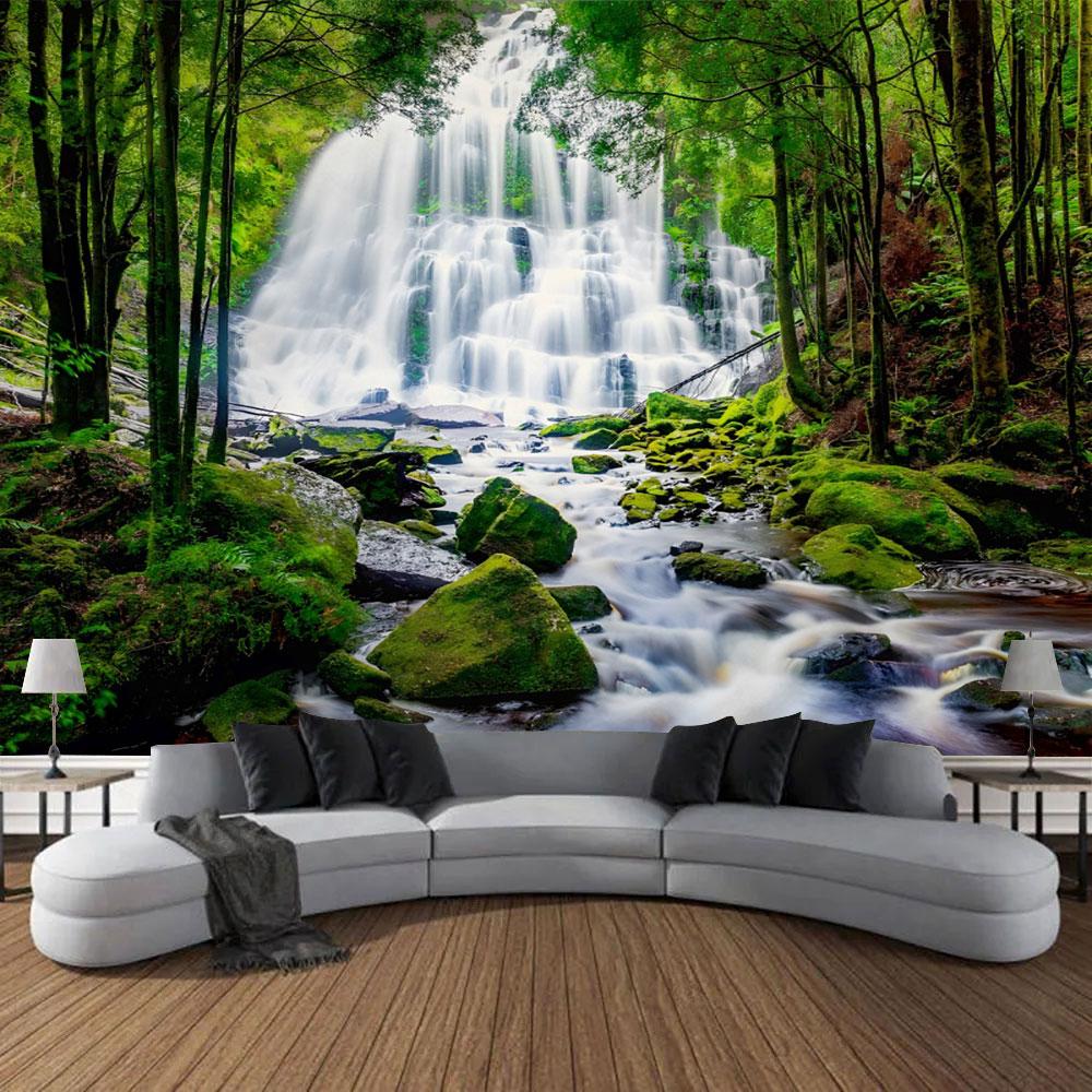 Frumoasă pădure naturală imprimată tapiserie mare de perete ieftină hippie agățată tapiserii de perete boeme decor mandala de perete