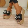 Fashion Women Sandals Fashion High-heeled Slippers Summer Elegant Bow Sandals Casual Large-sized Sandals High-quality Wedge Women Shoes