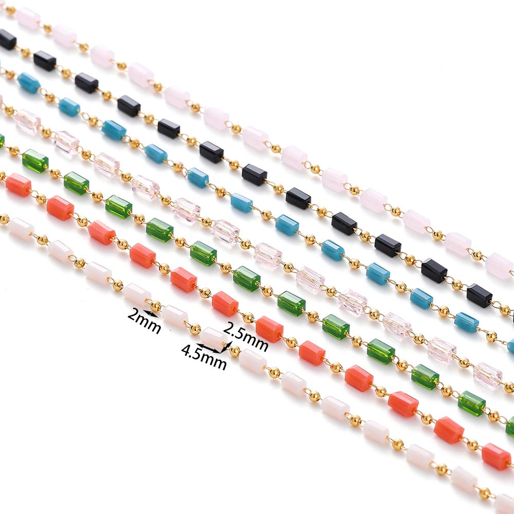 1Meter Bohemian Necklace Chain Cuboid Cube Beads Chains for DIY Necklace Bracelets Jewelry Making Accessories Handmade Chain