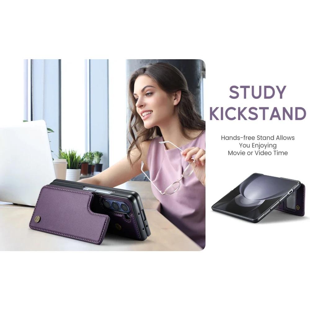 Luksuriøst magnetisk lommebokstativ i skinn til Samsung Galaxy Z Fold 6 5 4 3 Holder Kortlomme Støtsikkert Fullbeskyttelsesdeksel