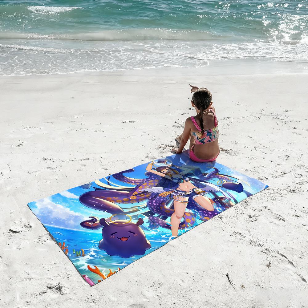 Singer Ninomae Ina N-Nis VTuber Towel Soft Lightweight Anti-Sand Large Beach Towel Quick-Drying Bath Sports Family