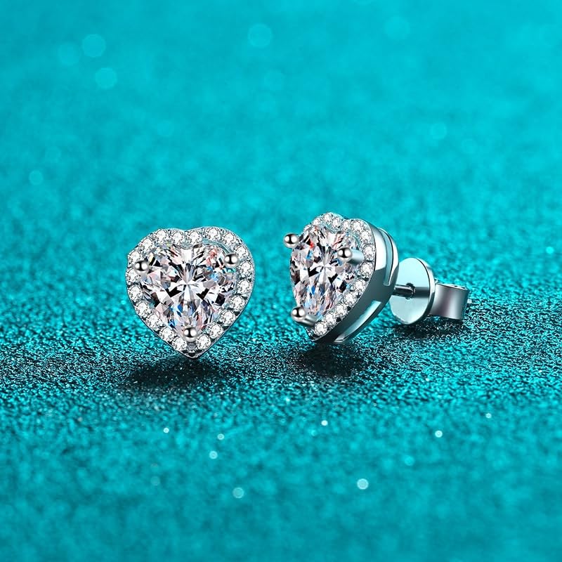 Cute Earrings for Sterling 5 Layers of Platinum Heart Simulated Eternal Metal Allergy Perfect Earrings for Birthdays and Wedding Women, Silver,