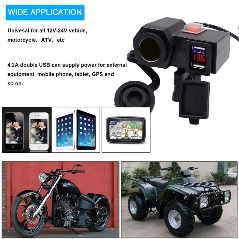 2025 New Motorcycle Fast Temperature Display Dual Usb Voltmeter