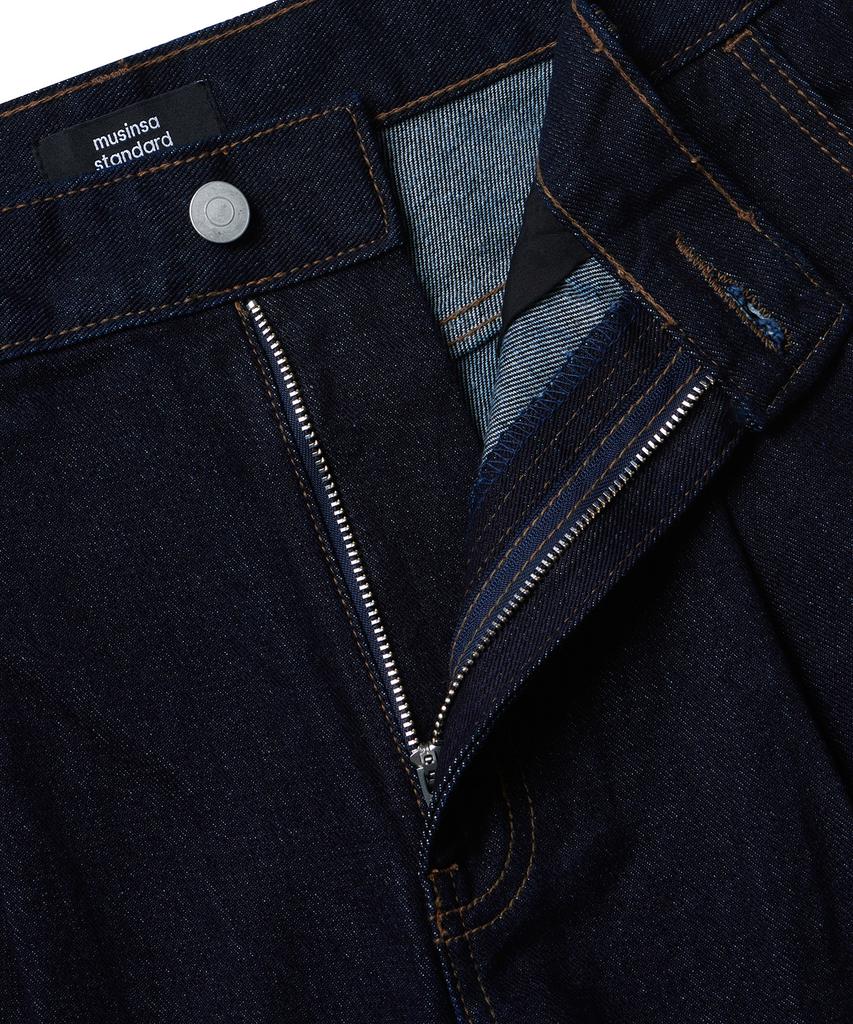 Musinsa Standard One-Tuck Loose Tapered Denim Pants [Deep Indigo]