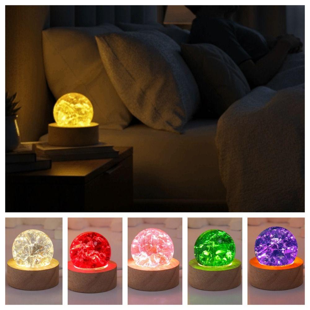 Detachable Luminous Crystal Ornaments Shiny Glaze Beads Glass Sphere Figurine Home Decoration