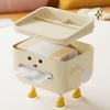 Yousheng Cute Tissue Box Cover Tissue Box Holder with Legs And Phone Holder Multifunctional Tissue Dispenser with Compartments for Home Desktop