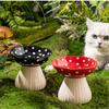 Cute Cartoon Mushroom Ceramic Pet Bowl High Foot Protection for Cervical Spine Feeder  for Puppy Dog Small Cat Pet Accessories