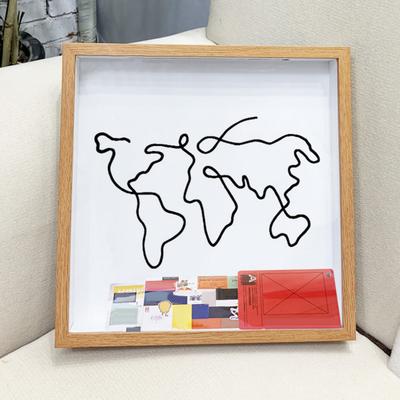 Yousheng Reiseabenteuer Archiv Schattenbox Quadratisch Ticketabschnitt Stempel Brief Foto Erinnerungsstück Aufbewahrungsbox mit Schlitz Heim Büro Schreibtisch Dekoration