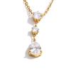 Yhpup 2 Style Stainless Steel Cubic Zirconia Water Drop Pendant Necklace Delicate Daily Shiny Premium Collar Jewelry Accessories