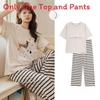 Pure Cotton Summer Sleepwear Set For Women With Chest Padding And Breathable Short Sleeve Long Pants For Home And Outdoors