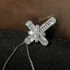 Luxury Women White Crystal Pendant Necklace Charm  Color Chain Necklace for Women Cute Bridal Cross Wedding Necklace