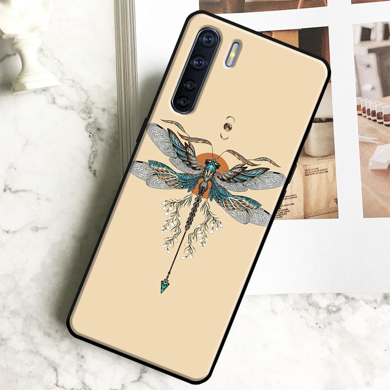 Luxury Dragonfly Case For Oppo A18 A38 A58 A78 A98 A40 A60 A80 A16 A76 A96 A15 A17 A77 A74 A94 A54 A57S Cover