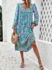 Diyun Women's 2024 Spring/Summer Casual Vacation Printed Long Sleeve Dress