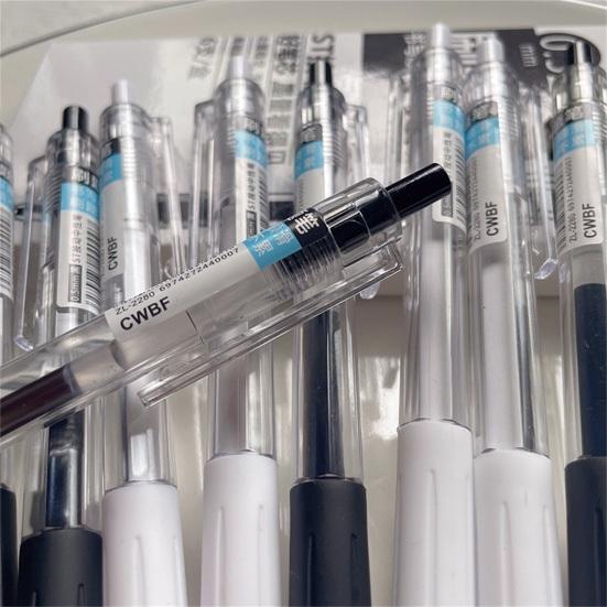6Pcs 0.5mm Black Water-based Pen Push Design Quick Drying School Stationery Mechanical Gel Ink Pen Office Supplies