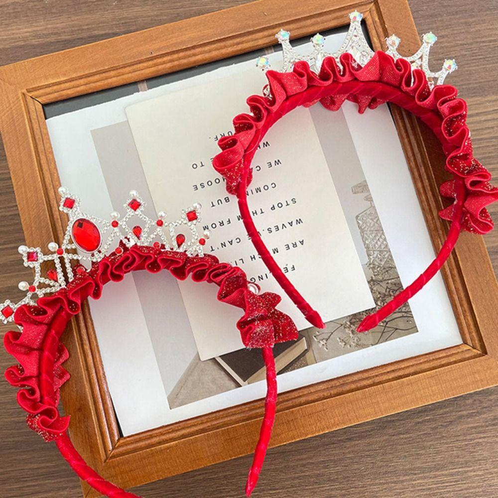 Tassel Chinese New Year Headband Red Hanfu Hairband All-match Crown Headwear  Children