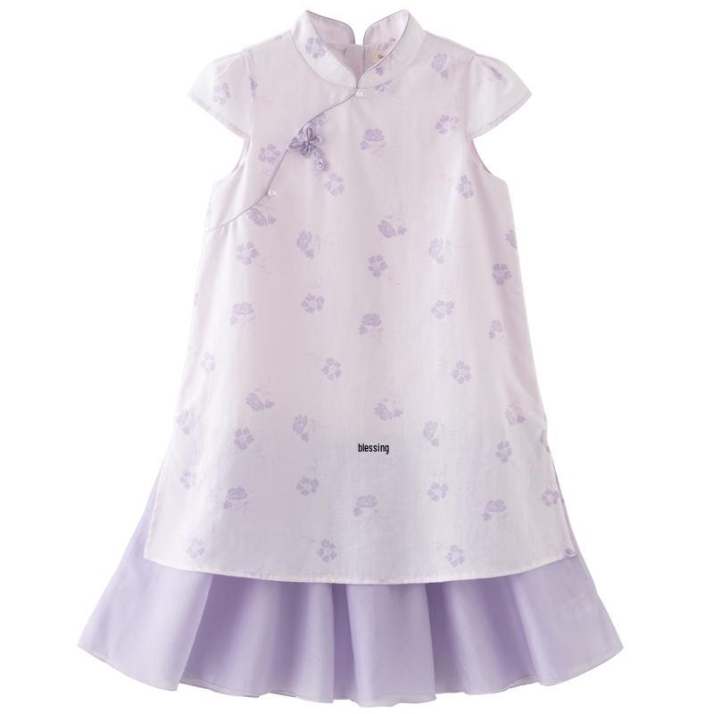 

Девочковое платье-ципао в китайском стиле с цветочным принтом 150