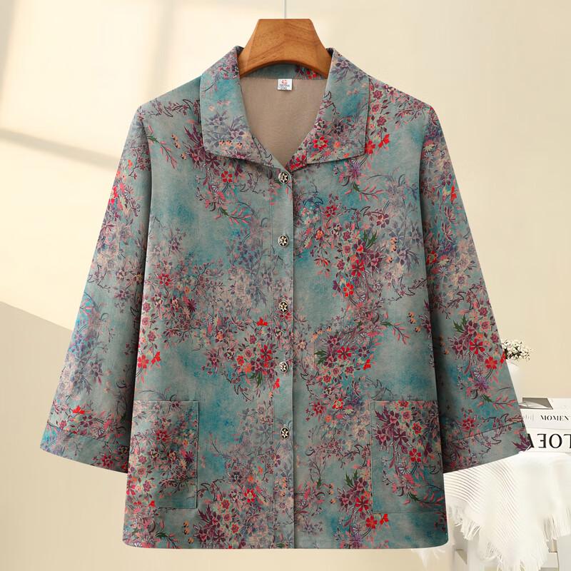 Women's Floral Print 3/4 Sleeve Loose Blouse