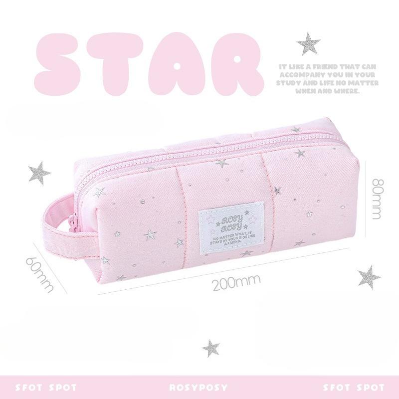 RosyPosy soft furnishings, Korean polka dot good material pencil bag, cotton-filled large-capacity student pencil bag, girls stationery bag