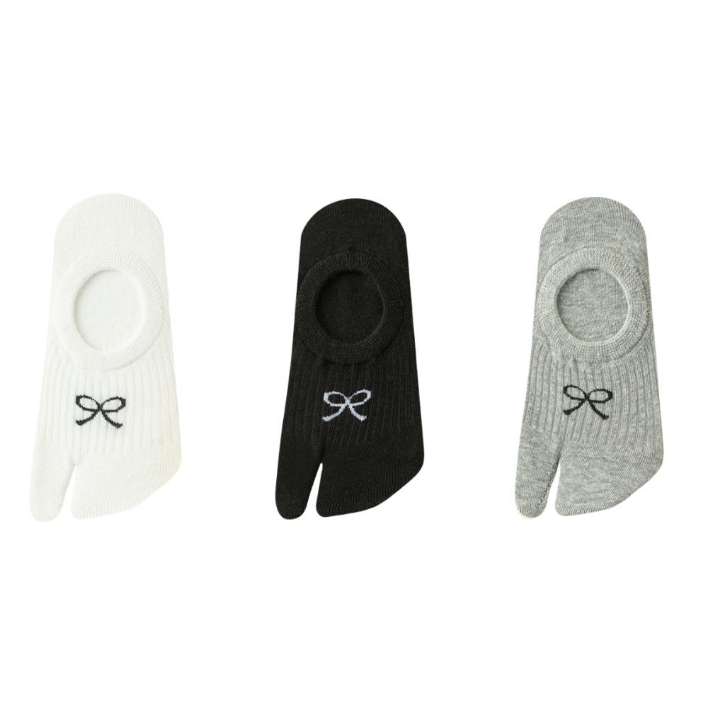 3Pairs Short Tube Sweet Bow Socks Breathable Split Toe Ankle Socks Cotton Two Toe Boat Socks  Women