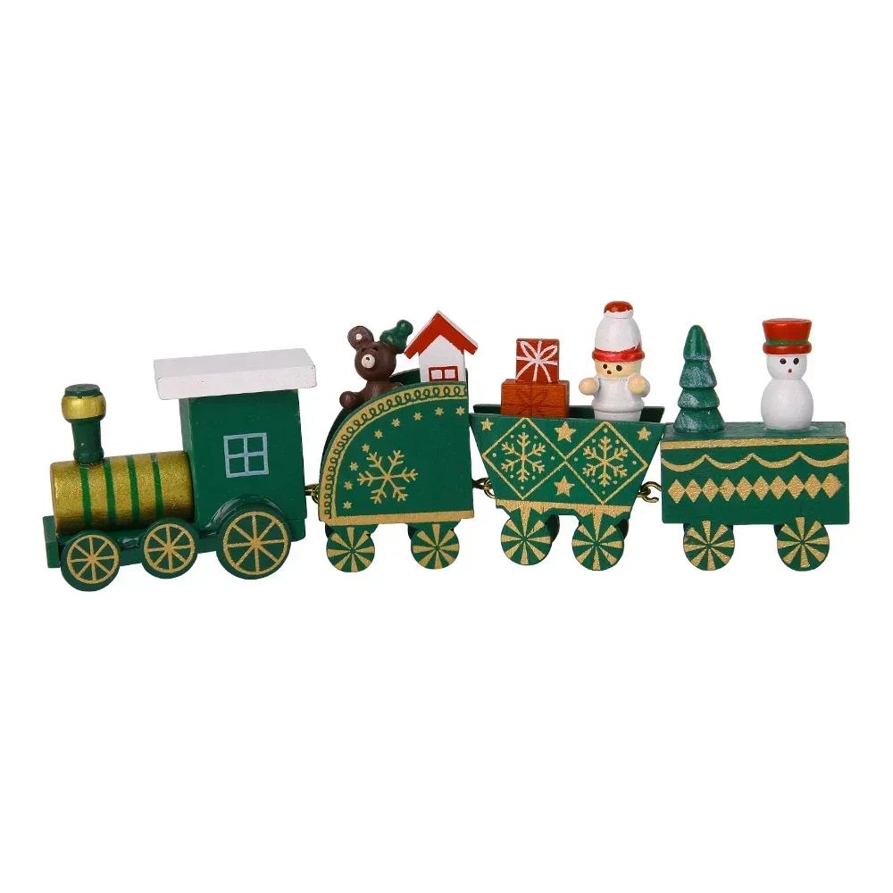 Wooden Mini Train Decor Set Christmas Party Snowman Ornament Plastic or Wooden Tabletop Cake Decoration Props Train Kids Toys