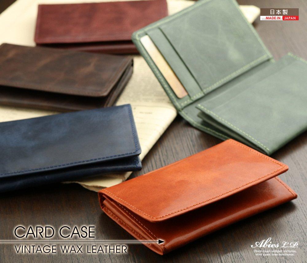Made in Japan Vintage Waxed Leather Genuine Leather Business Card Holder Dark Brown [Abies]