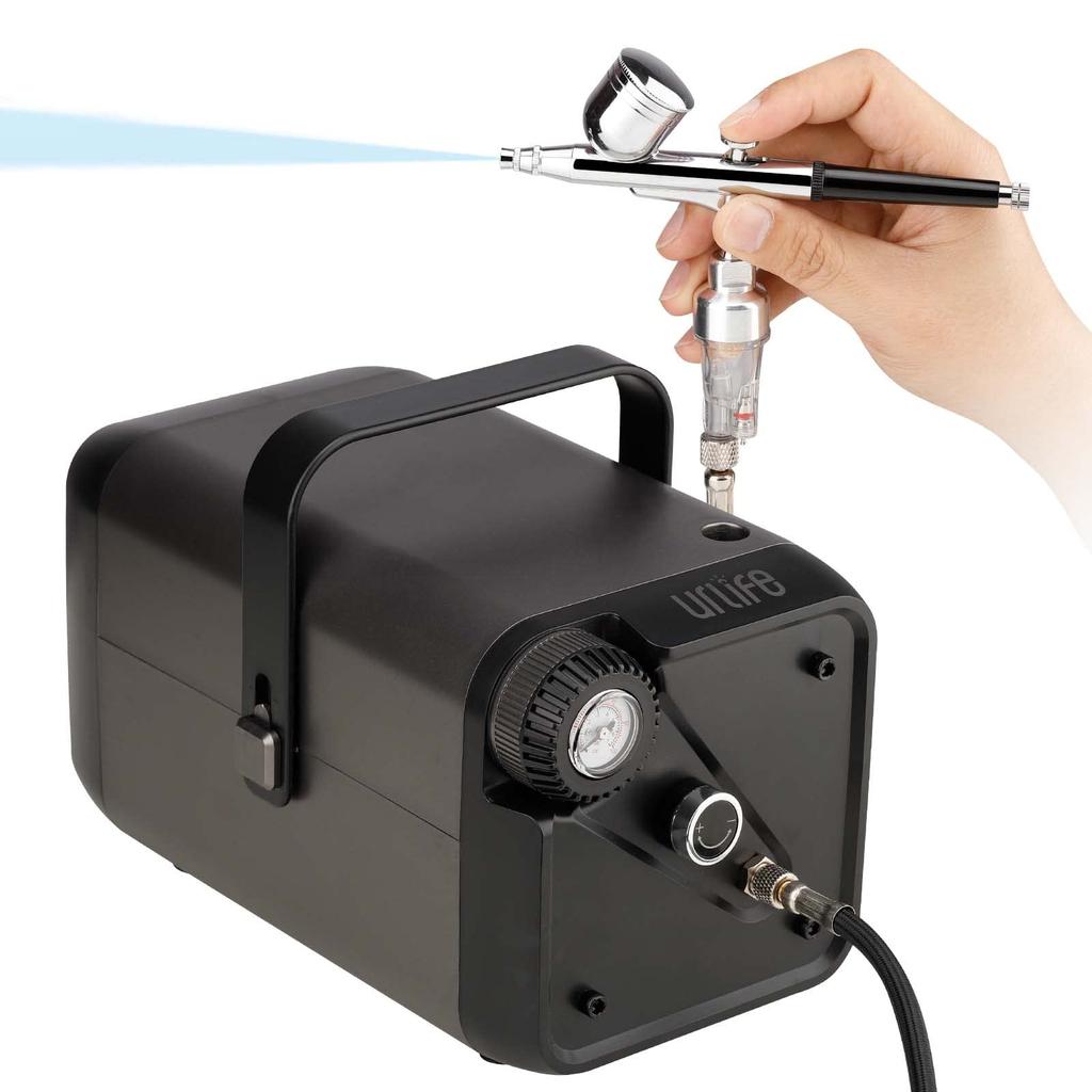 Urlife HPADC-Com Compressor for Airbrushes, Powerful, Long-Term Continuous Use, Low Noise, Sleek Box Design, Compact