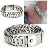 Men’s Stainless Steel Wide Bracelet Heavy Biker Style Design Polished Metal Texture Fashion Personality Daily Jewelry