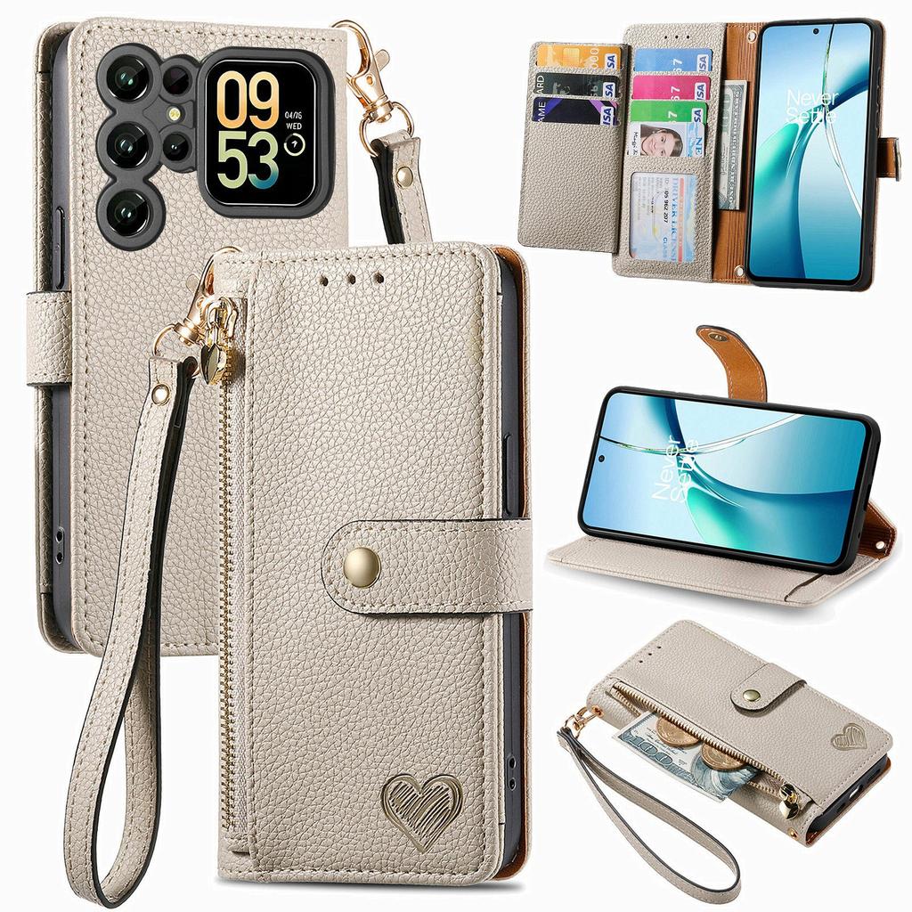For Oukitel C62 Case RFID Blocking Zipper Pocket Leather Wallet Phone Cover with Strap