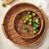 Handmade Imitation Rattan Storage Basket Plastic Dry Fruit Storage Tray  Kitchen