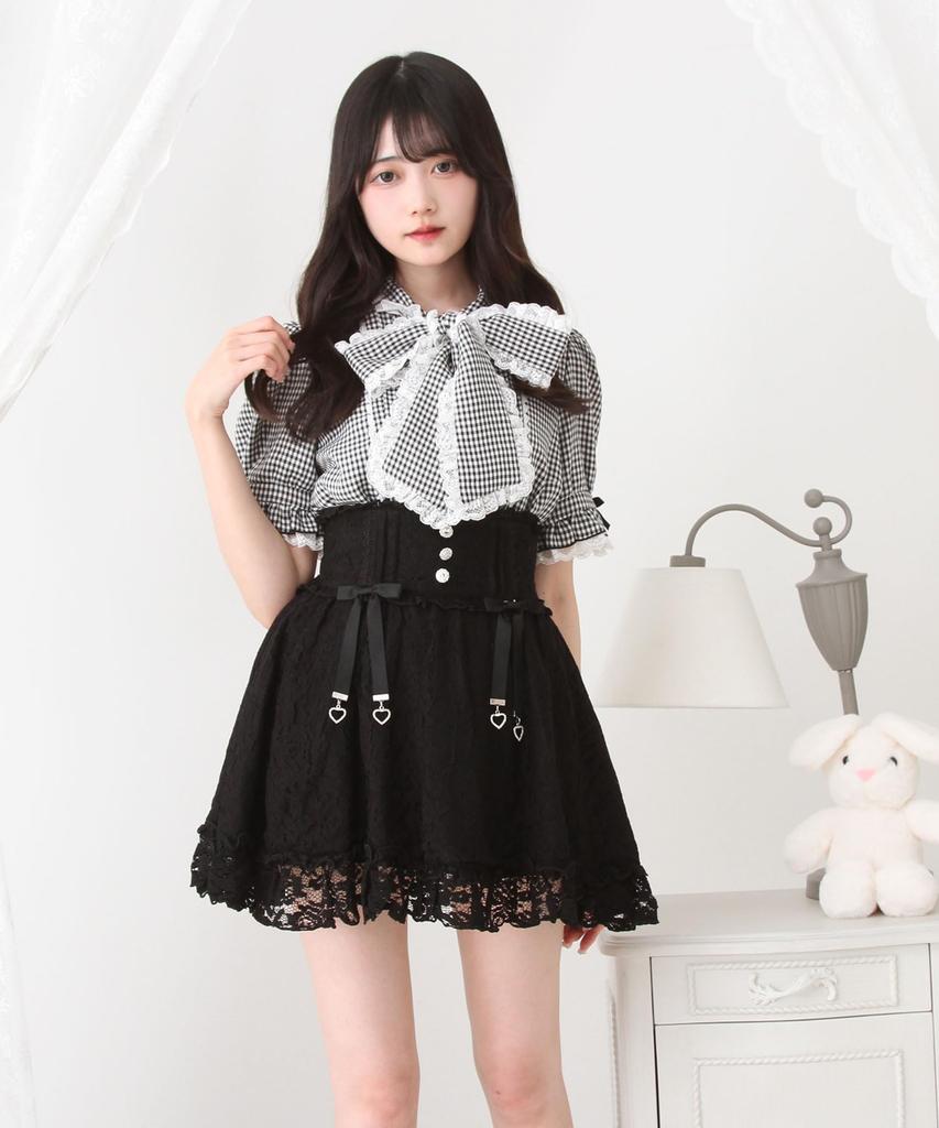 Choose your favorite lace frill ribbon skirt, long, lavender gray, size 3L, mass-produced, landmine style, sickly cute, Yumetenbo