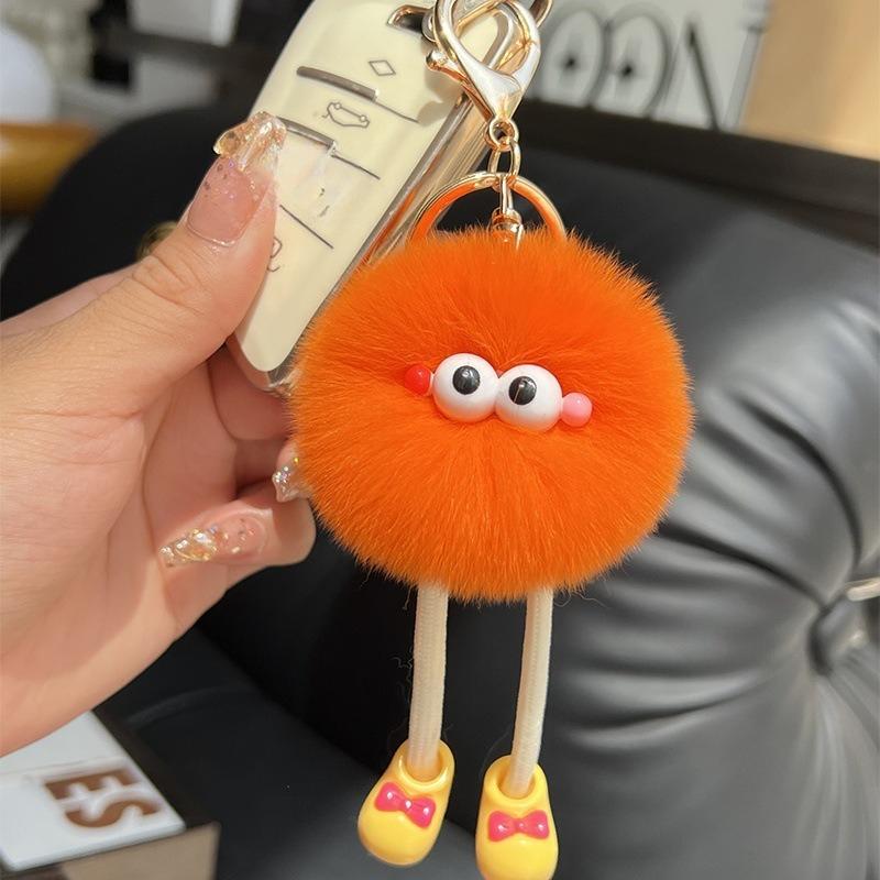 Non-Toxic Cute Big Eyes Plush Toys Keychain Cartoon Briquettes Keychain Briquettes Car Keychain Pendant Korean Plush School Bag Pendant