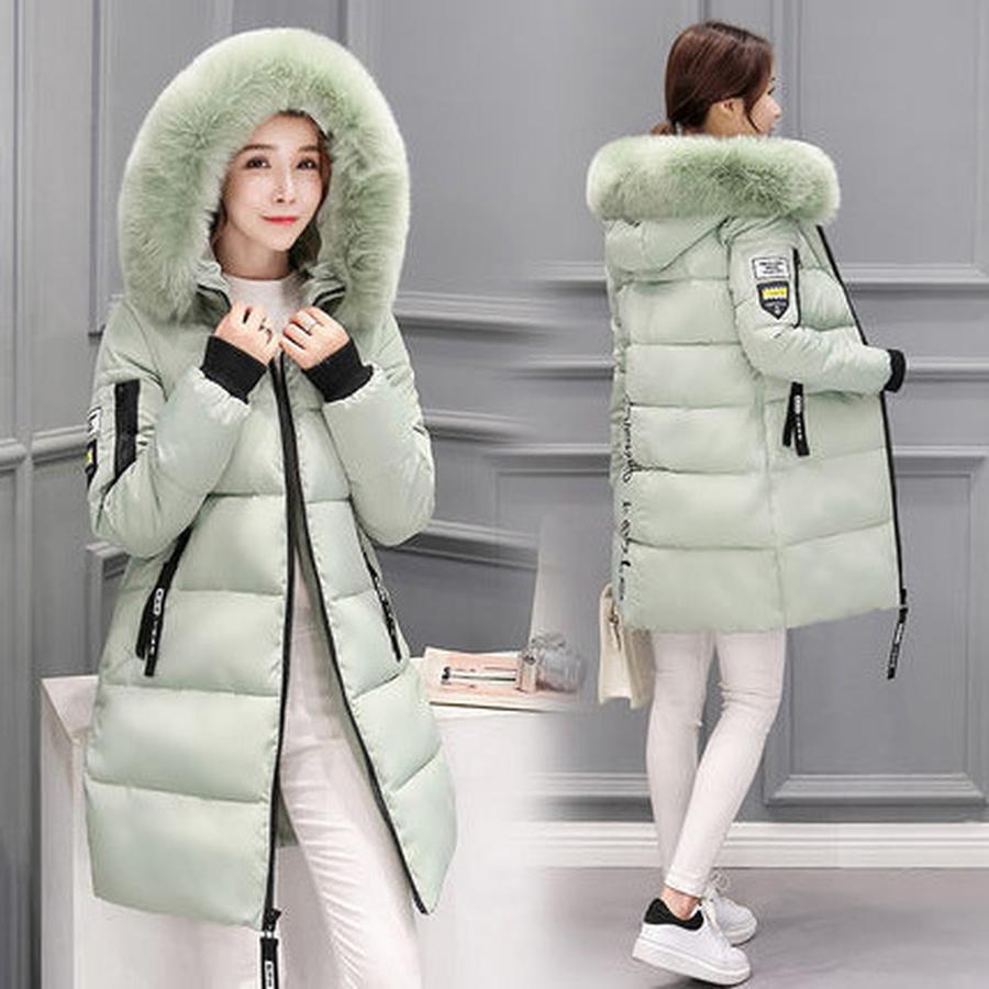 Winter New Thick Plus Size Long Sleeve Cotton Coat Women Korean Style Imported Slim Fit Hooded Printed Cotton Jacket Women