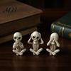 Desktop Gothic Decor 3 Pcs Halloween Skeleton Statue, Hear No See Speak Collectibles for Home Evil Figurines, Craft Ornament Party Funny Figurines