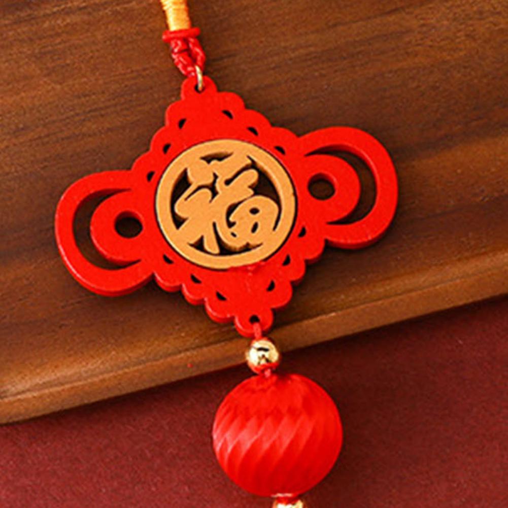 Chinese New Year Decoration Traditional Red Hanging Ornament Lucky Fu Pendant With Tassel For Spring Festival Home Office Decor