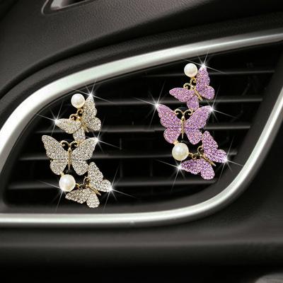 Désodorisant pour voiture, parfum, clip de sortie diamant, papillon 3 en 1, beaux papillons, après-shampoing, accessoires de voiture, ornement intérieur