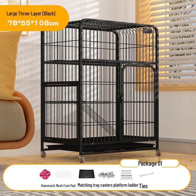 Large Double-Layer Indoor Cat Villa: Space-Saving, Portable Cage with Nest