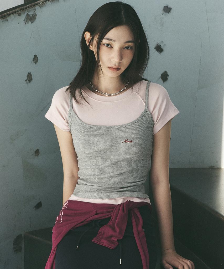 Nigaennikol Ribbed Logo Cami Top_Gray
