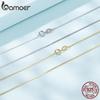 BAMOER Solid Gold Over 925 Silver Chain Necklace for Women Girls, Stackable Round Snake Chain For Daily DIY Pairing
