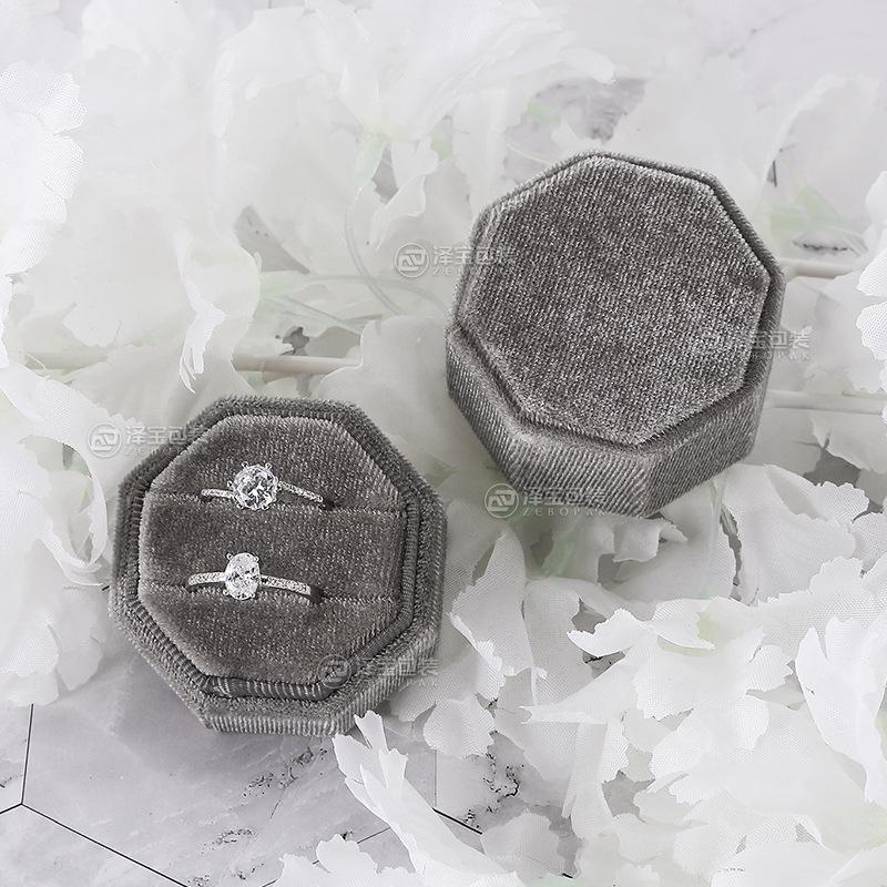Octagonal Velvet Jewelry Box for Wedding or Proposal Rings