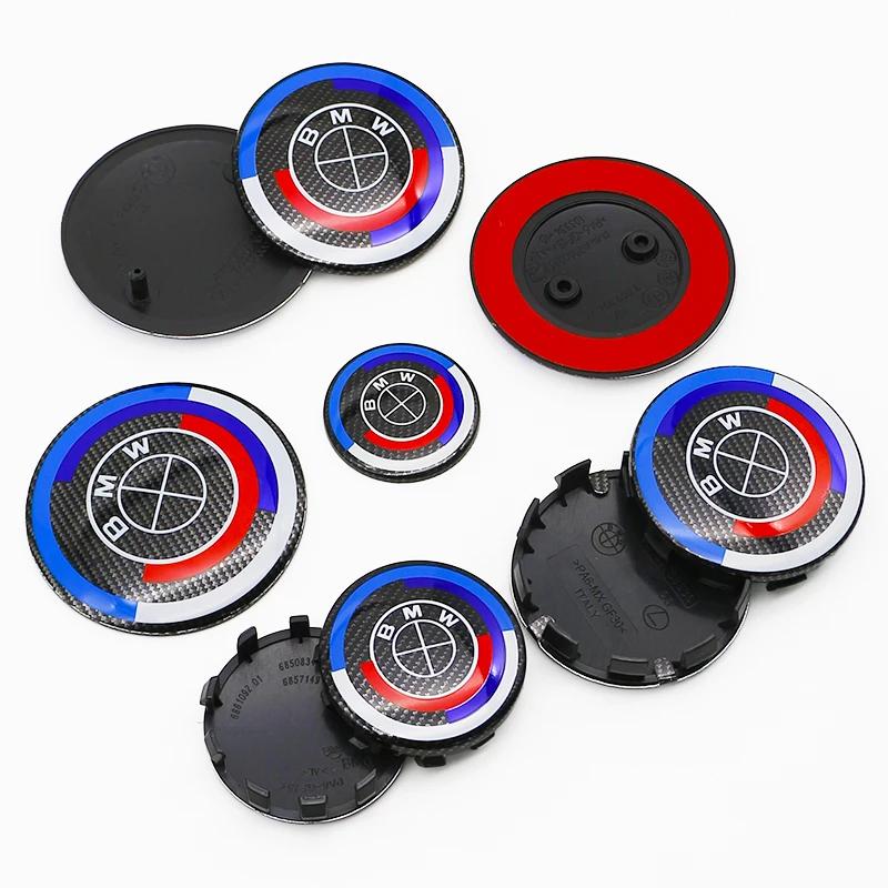7Pcs 50th Anniversary Fiber Black Car Hood Front Rear Trunk Emblem Badge For BMW F20 E36 E46 X6 M4 E60 E93 E87 G01 G20 X3 X5 F30 FV7