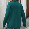 Women's Solid-Color Collared Long-Sleeve Top Button Neck Pullover
