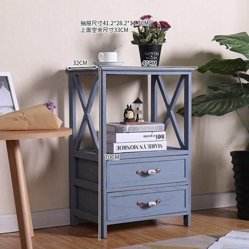 Vintage Wooden Storage Cabinet Rustic American Nightstand with Drawers Nordic Style Side Table Classic Organizer