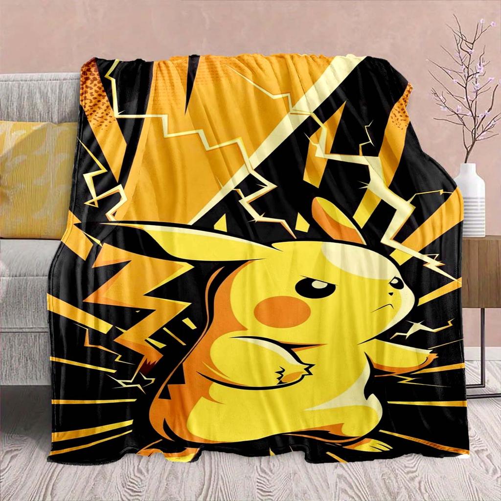Pokémon Anime Flannel Blanket - Soft Warm Perfect for Sofa, Bedding Camping Travel Office Home Decor -QJY